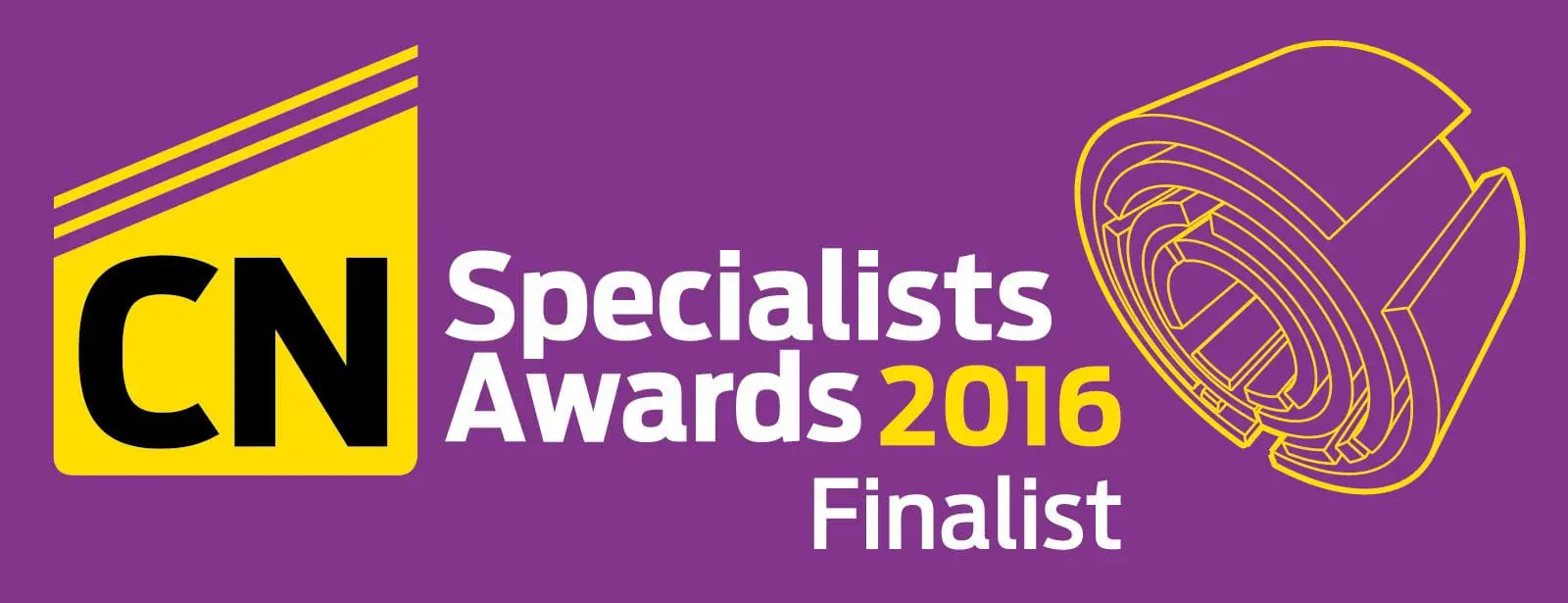 CN Specialists Awards 2016 Finalist logo on a purple background with yellow accents.