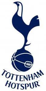 Tottenham Hotspur logo with a cockerel standing on a football above the clubs name in blue text.