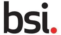 Black lowercase letters bsi with a red dot at the end on a white background.