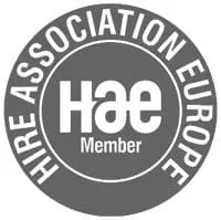 Circular logo with Hire Association Europe around the edge and HAE Member in the center.