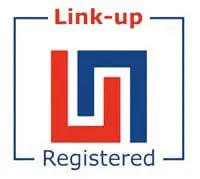Link-up Registered logo with red and blue interlocking shapes and red Link-up text above.