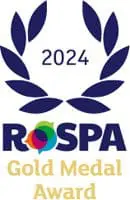 ROSPA Gold Medal Award 2024 logo with a laurel wreath and colorful overlapping circles.