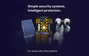 Three security devices with text: Simple security systems, Intelligent protection.
