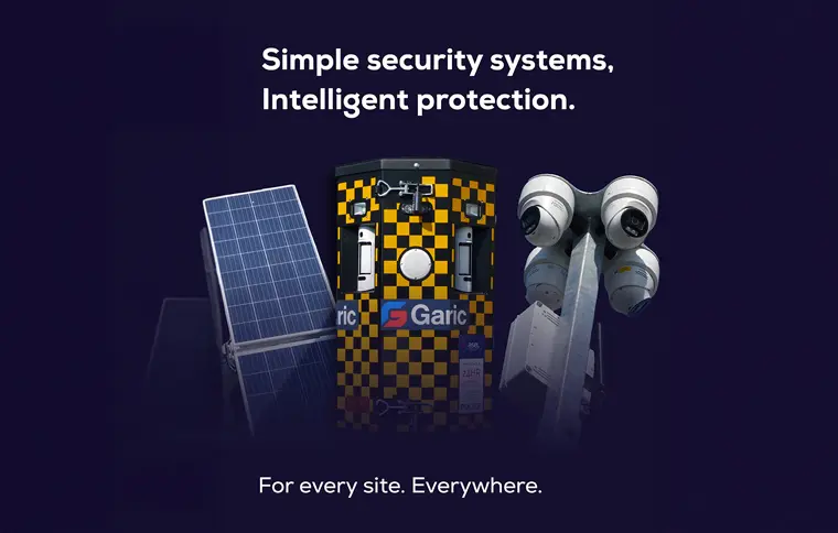 Three security devices with text: Simple security systems, Intelligent protection.