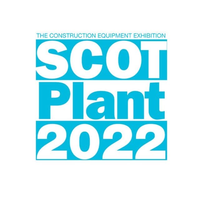 ScotPlant 2022 construction equipment exhibition logo in bold blue and white text.